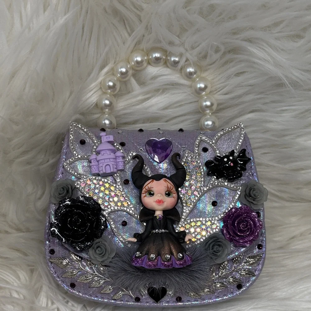Malefica Purple Fairy Tale Handbag with Pearl Handle